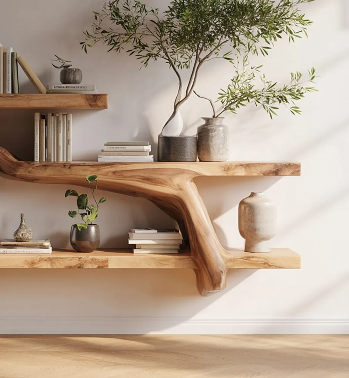 Wall Shelf Hardwood Organic Contour Concealed Bracket Build - Image 2