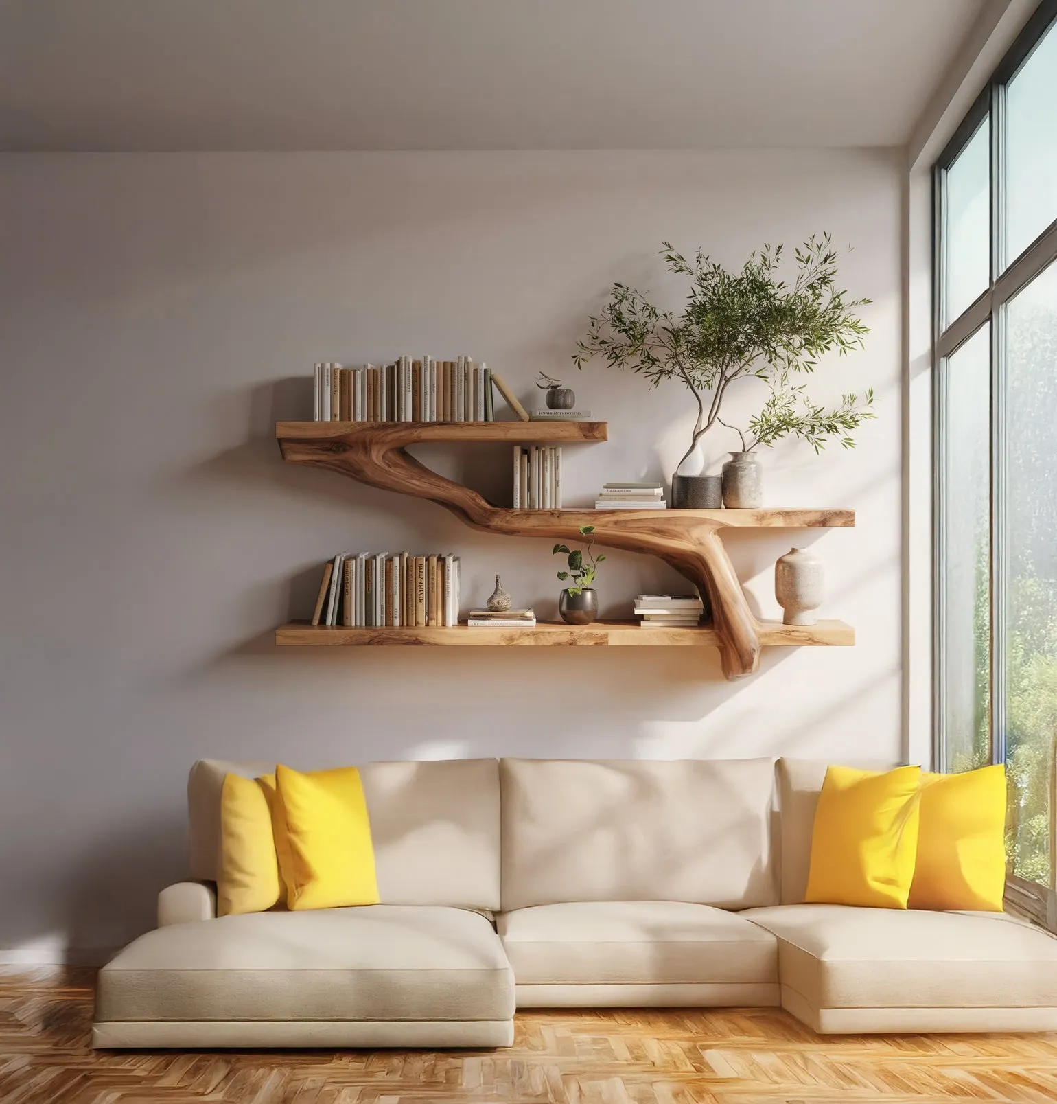 Wall Shelf Hardwood Organic Contour Concealed Bracket Build - Image 3