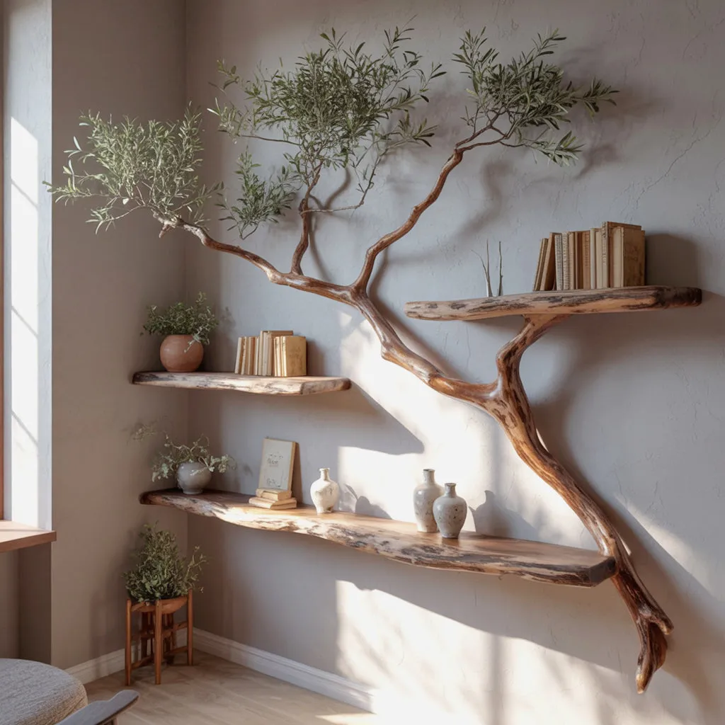 Wall Shelf Hardwood Organic Contour Hidden Mount Pure Look