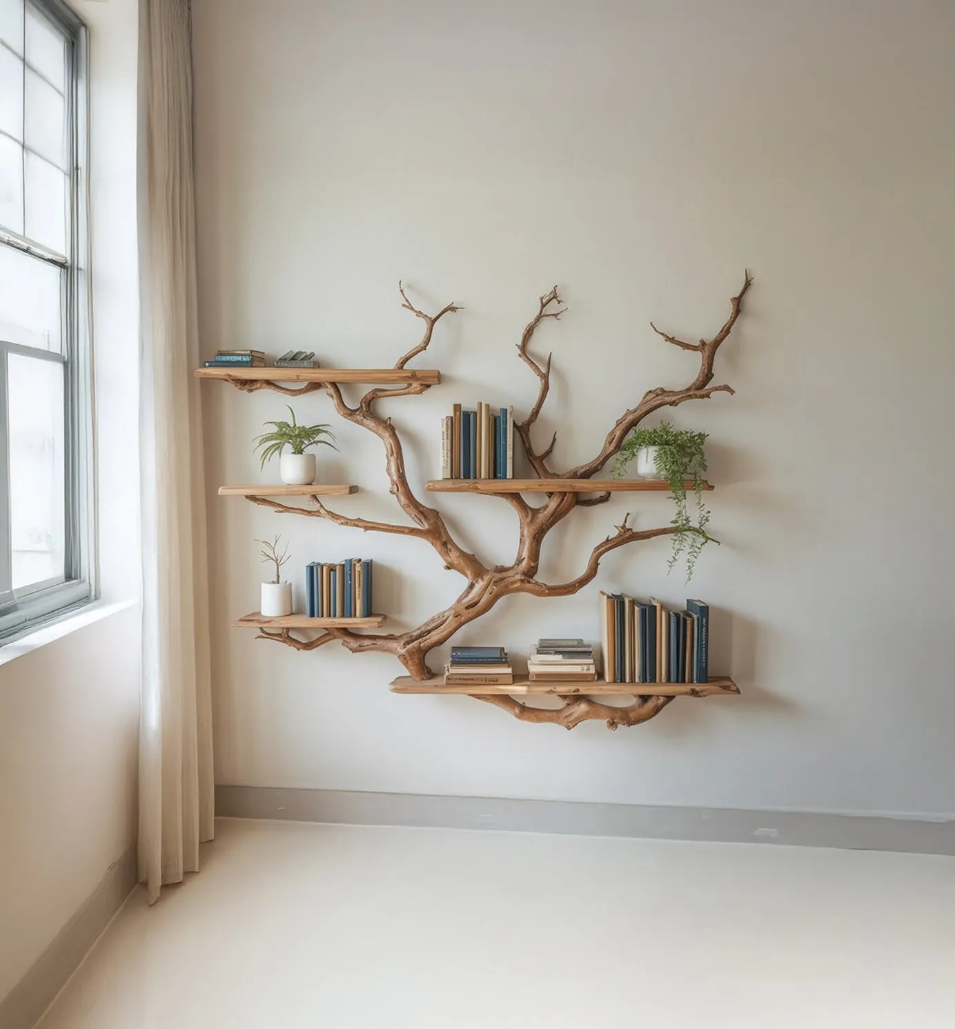 Wall Shelf Hardwood Organic Contour Concealed Mount Interior Styling - Image 2