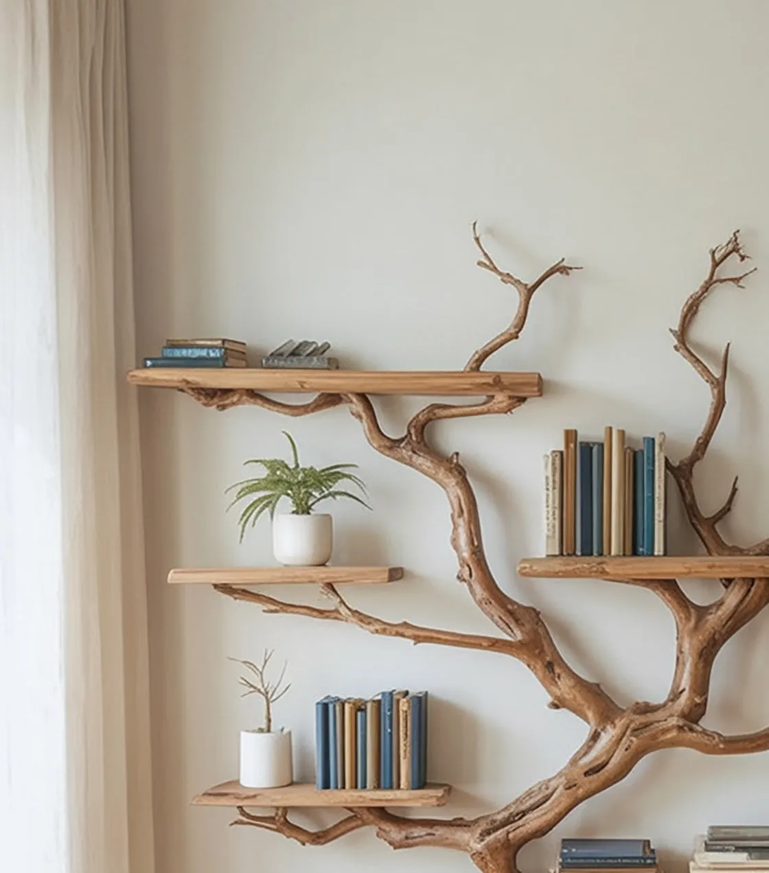 Wall Shelf Hardwood Organic Contour Concealed Mount Interior Styling - Image 3